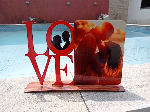 Porta Retrato Love Casal em mdf