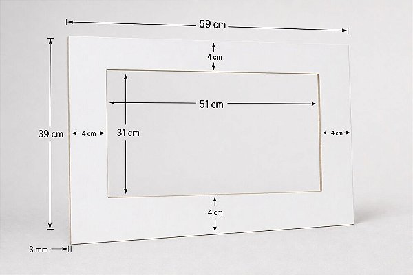 Moldura de MDF Branco 59 × 39 cm com Recorte Central