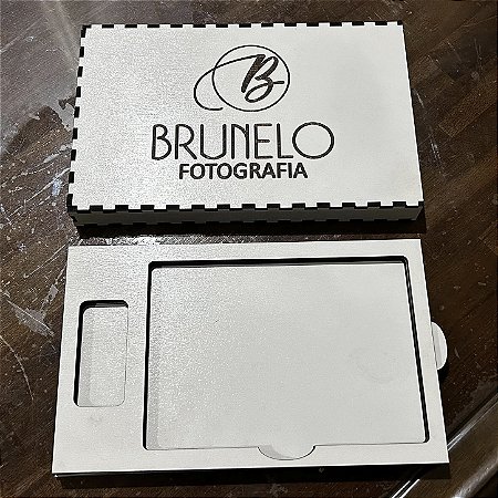 Caixa em mdf para fotos 10x15 e pendrive