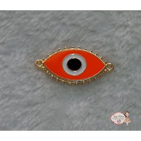 Olho grego dourado com Laranja 45mm (1 unidade)