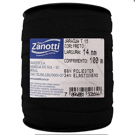 Elástico Jaraguá 15 Preto Com 100 Metros Zanotti