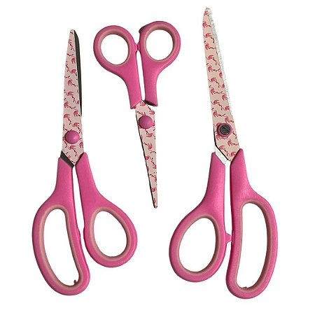 Kit com 3 tesouras modelo flamingo NYBC