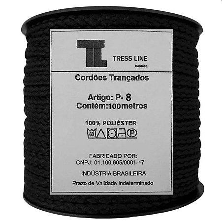 Cordão Trançado P-8 Preto c/ 100 Metros Tress Line