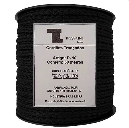 Cordão Trançado P-10 Preto c/ 50 Metros Tress Line