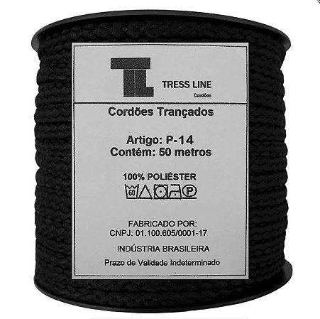 Cordão Trançado P-14 Preto c/ 50 Metros Tress Line