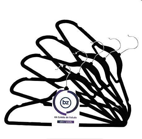Kit Cabide de Veludo Adulto Slim c/10 UN BZ