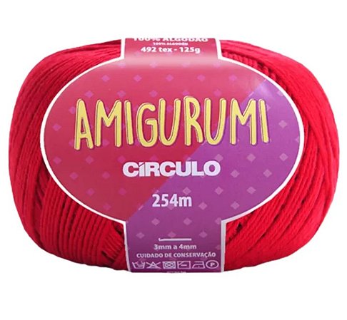 Linha Amigurumi Cor 3528 Carmim Com 254 Metros Círculo
