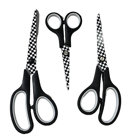 Kit com 3 tesouras modelo xadrez NYBC