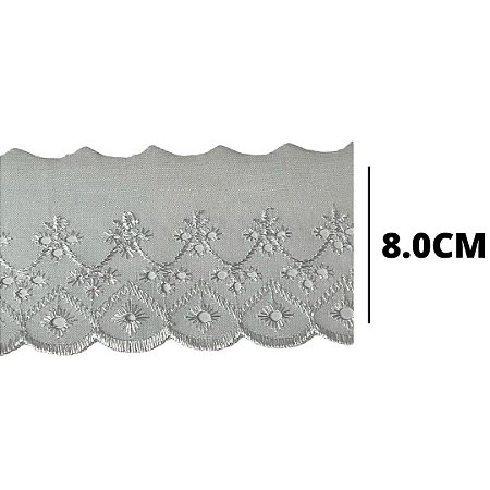 Bordado ingles 8.0cm Branco CTL 482 Com 13.70 metros NYBC