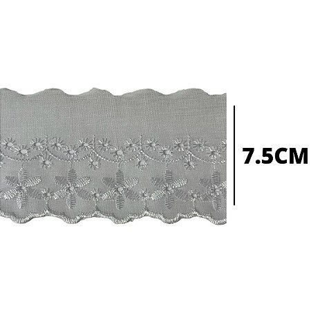 Bordado ingles 7.5cm Branco CTL 108 Com 13.70 metros NYBC