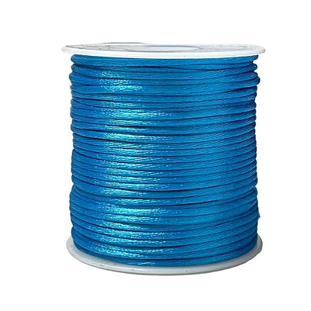 Cordão de Cetim 2mm Azul Turquesa Com 50 metros Trader
