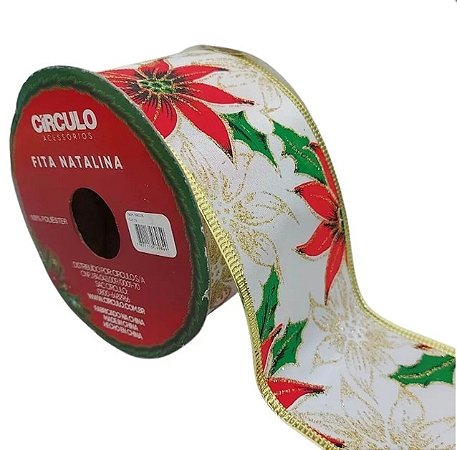 Fita Decorativa natalina 63,5mm c/10 metros Círculo