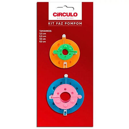 Kit faz pompom c/ 4 tamanhos círculo