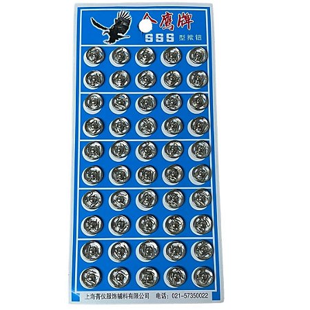Colchete de Pressão N°1 Niquel 10mm Com 50 Unidades