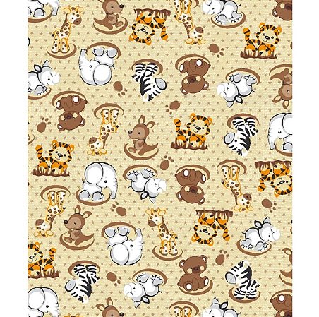 Tecido tricoline estampado safari ref:2149 - 100% algodão 50cm x 150cm Círculo