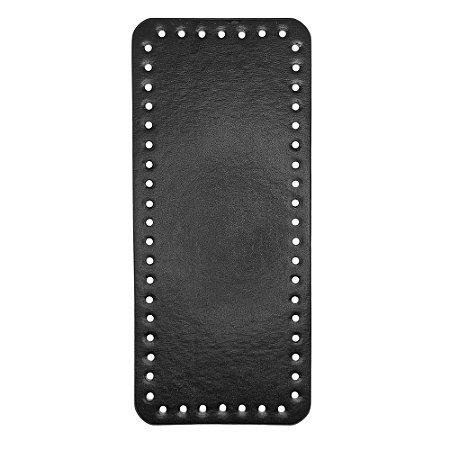 Base de Couro Para Bolsa Retangular Cor Preto 18cm x 8cm Sanding