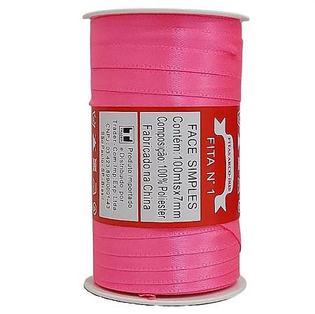 Fita poliéster 7mm Rosa Neon c/100 metros Trader - Artec