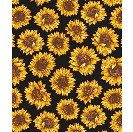 Tecido tricoline estampado girassol ref:2268 - 100% algodão 50cm x 150cm Círculo