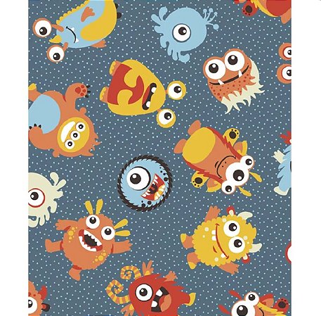 Tecido tricoline estampado monstros ref:2290 - 100% algodão 50cm x 150cm Círculo