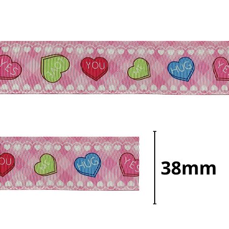 fita gorgurão estampada coracao 38mm ref 0030 c/ 10 metros