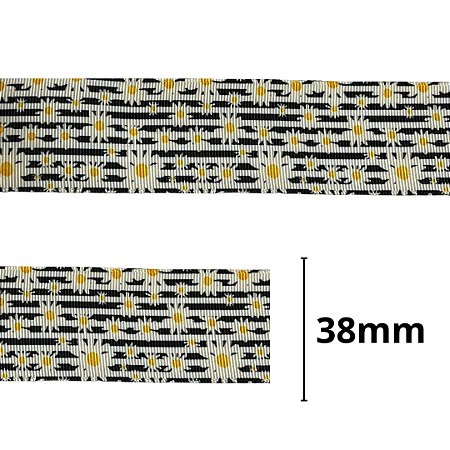 fita gorgurão estampada margarida 38mm ref 0040 c/ 10 metros