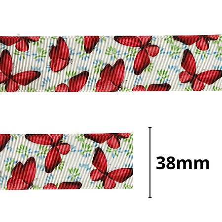 fita gorgurão estampada borboleta 38mm ref 0050 c/ 10 metros