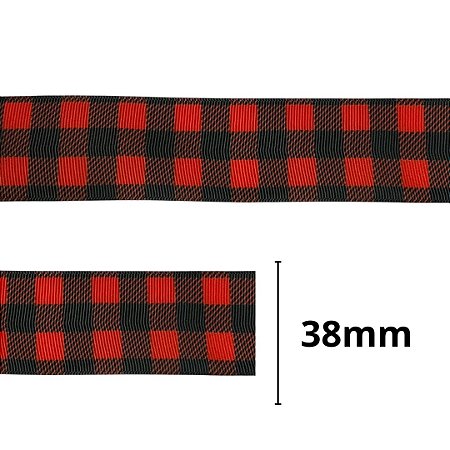 fita gorgurão estampada xadrez 38mm ref 0090 c/ 10 metros