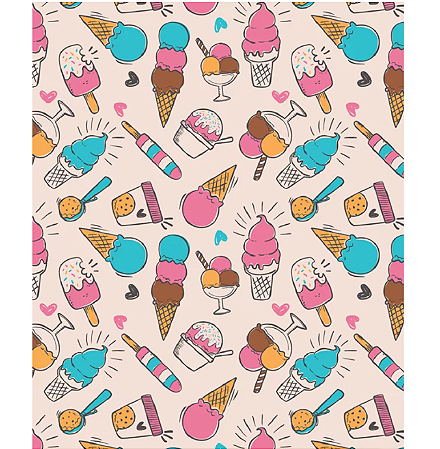 Tecido tricoline estampado sorvete ref:2232 - 100% algodão 50cm x 150cm Círculo