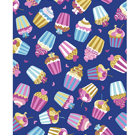 Tecido tricoline estampado cupcake ref:2229 - 100% algodão 50cm x 150cm Círculo