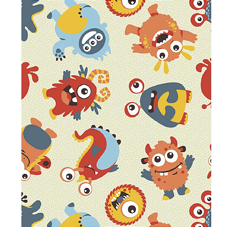 Tecido tricoline estampado monstros ref:2291 - 100% algodão 50cm x 150cm Círculo