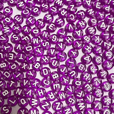 Miçanga redonda letras 7mm ref 0250 com 100 gramas