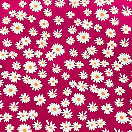Tecido tricoline estampada margarida refv012 - 100% algodão 50cm x 150cm Peripan