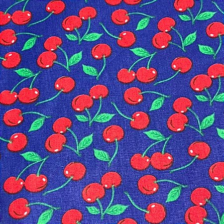 Tecido tricoline estampada cereja 100% algodão 50cm x 150cm Peripan
