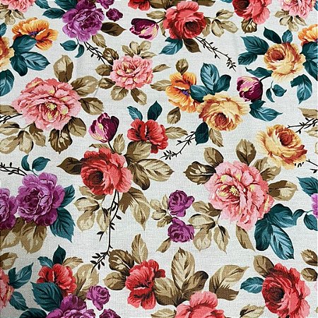 Tecido tricoline digital floral ref d8093 v02 - 100% algodão 50cm x 150cm Peripan