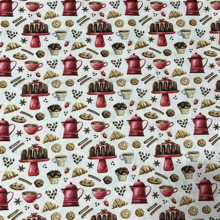 Tecido tricoline estampada bolo ref 810701 - 100% algodão 50cm x 150cm Peripan