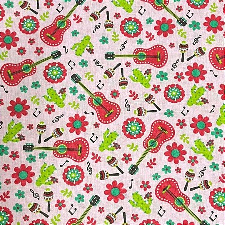 Tecido tricoline estampada musical ref 5060 - 100% algodão 50cm x 150cm Peripan