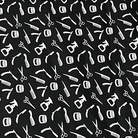 Tecido tricoline estampada barbeiro ref 2577 - 100% algodão 50cm x 150cm Peripan