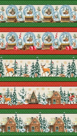 Tricoline barrado digital natal - 100% algodão 50cm x 150cm