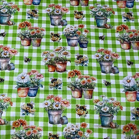 Tecido tricoline estampada ref d7204 - 100% algodão 50cm x 150cm Peripan