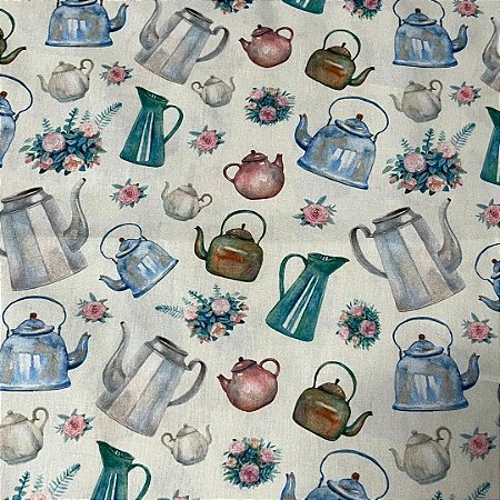 Tecido tricoline estampada ref d7213 - 100% algodão 50cm x 150cm Peripan
