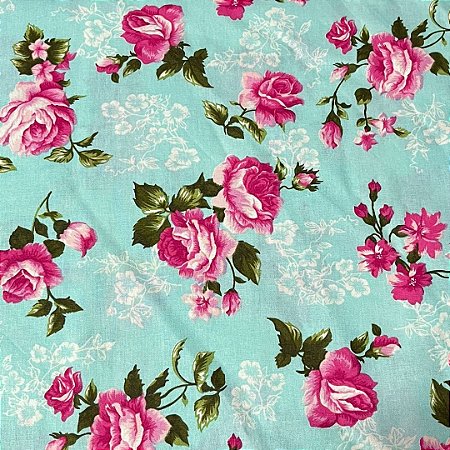 Tecido tricoline floral ref d1154 v13 - 100% algodão 50cm x 150cm Peripan