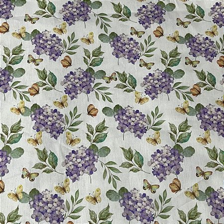 Tecido tricoline estampada floral 100% algodão 50cm x 150cm Peripan