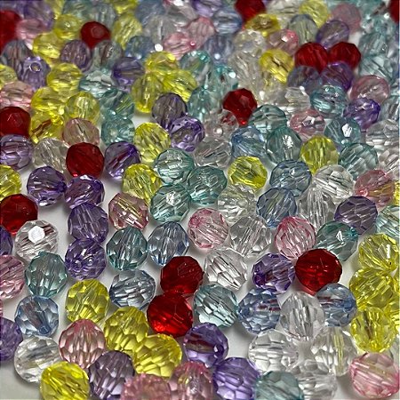 Miçanga cristal 8mm colorido ref 0590 com 100 gramas