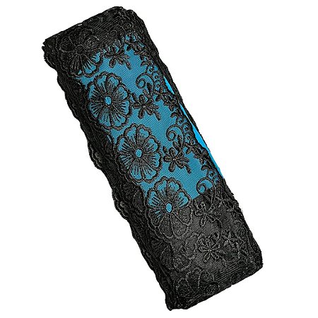 TULE BORDADO CRL-01 COR PRETO 75MM C/13.70 METROS