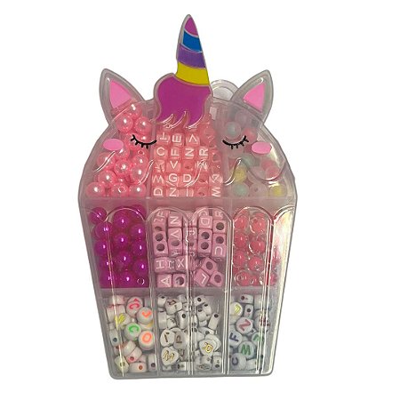 Kit Miçanga Infantil Colorida Unicórnio 1 Com 350 Peças