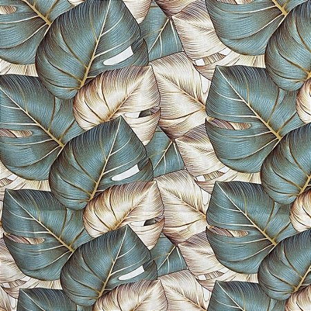 Tecido tricoline digital folhas ref 7323 - 100% algodão 50cm x 150cm Peripan
