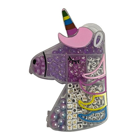 Kit Miçanga Infantil Colorida Unicórnio 1 Com 450 Peças