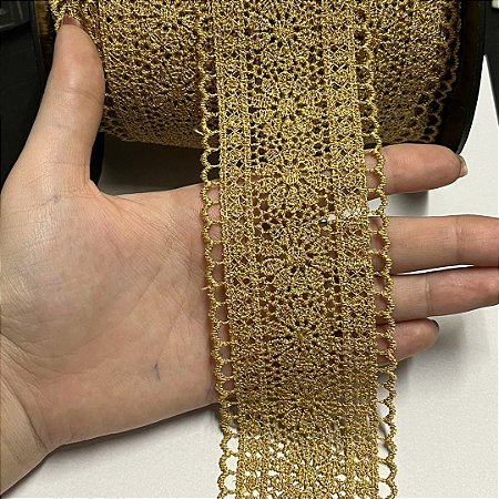 renda guipir chl-419 dourado 55mm por metro