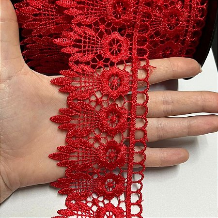 renda guipir chl-623 vermelho 65mm por metro
