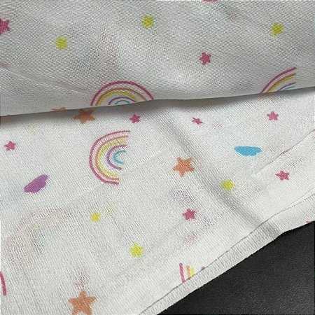 Fralda Dupla Arco-íris 100% Algodão 70cm x 70cm Dohler